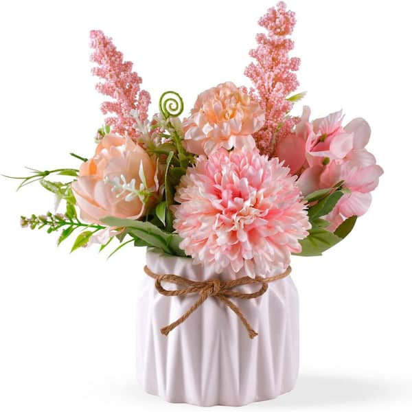 Small Ceramic Vase Fake Flower Plants Ornaments, Pink L0BWXJMBY8