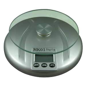 Digital Silver Kitchen Scale with Round Tempered Glass Top