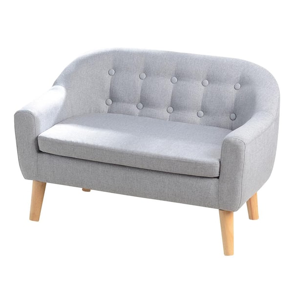 Karl home Gray Linen Single Cushion Removable Kids Sofa with 2-Seat