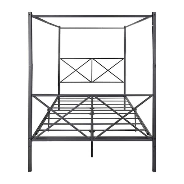 Unbranded Black Simple Design Style Metal Canopy Bed Frame