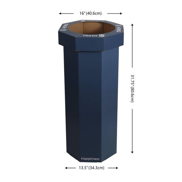 happimess Fleur 25-gal. Denim Blue Corrugated Cardboard Disposable
