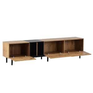 76.8 in. W x 15 in. D x 18.9 in. H Brown Linen Cabinet with TV Stand for 80 in. and 3 Storage Cabinet Console Table