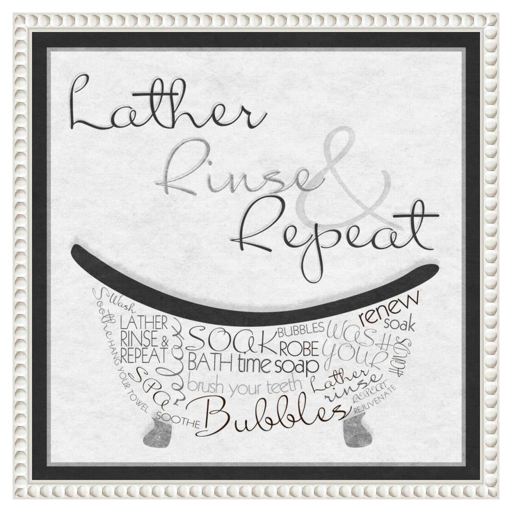 Sylvie Beaded White Floater Frame Bath Time Quote Canvas Art