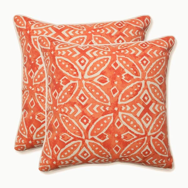 Pillow Perfect Orange Square Outdoor Square Throw Pillow 2-Pack