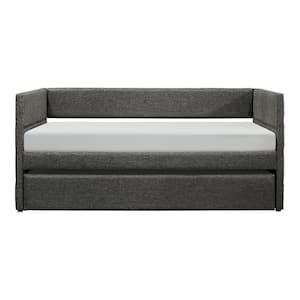 Lorena Dark Gray Fabric Upholstered Twin Daybed with Trundle