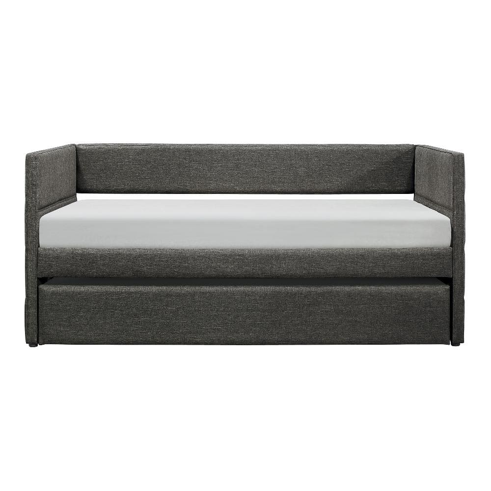 Lorena Dark Gray Fabric Upholstered Twin Daybed with Trundle