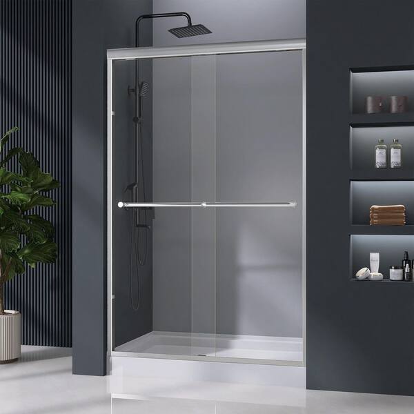 Zeafive 44 to 48 in. W x 72 in. H Double Sliding Shower Door in