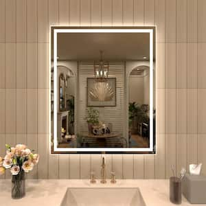 30 in. W x 36 in. H Frameless LED Single Bathroom Vanity Mirror in Polished Crystal