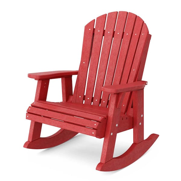 Wildridge Heritage Cardinal Red Plastic Adirondack Outdoor Rocking Chair