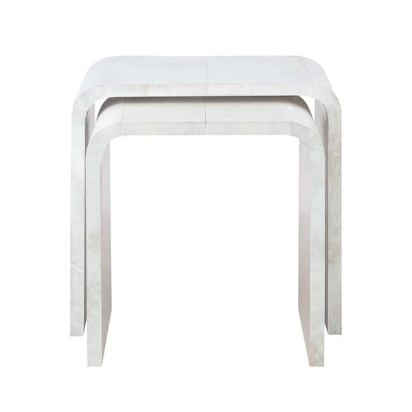 Unbranded Seasons Nesting 14 in. Parchment Square Wood Accent Table