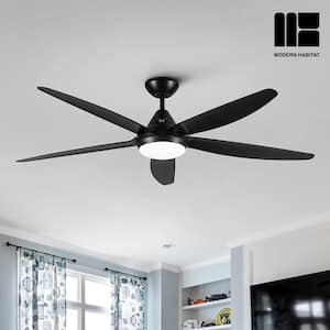 LuxeFlow 56 in. Indoor Black Ceiling Fan with LED Light Bulbs and Remote Control