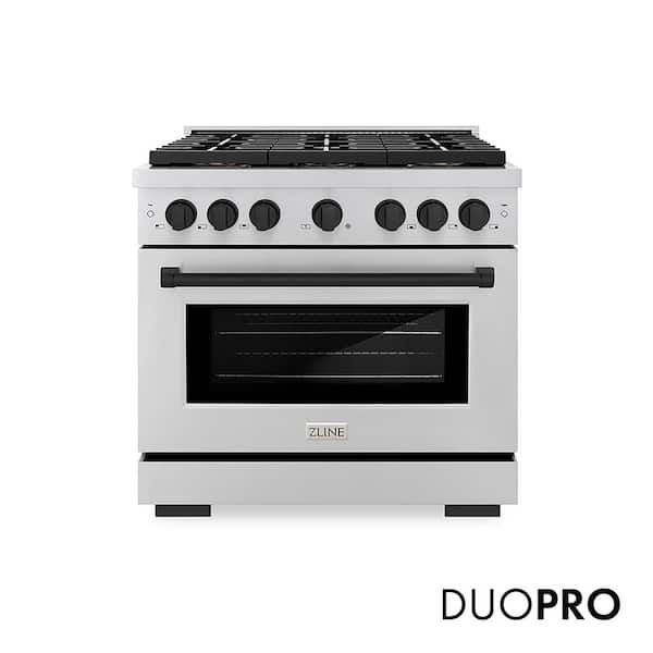 Autograph 36 in. 5.2 cu. ft. Paramount Gas Range with 6-Burners and Convection Gas Oven in Stainless and Matte Black