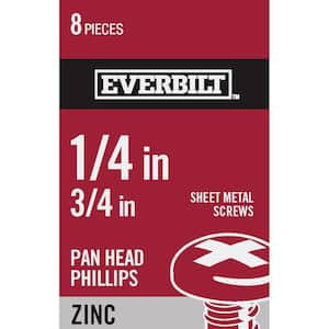 #14 x 3/4 in. Phillips Pan Head Zinc Plated Sheet Metal Screw (8-Pack)