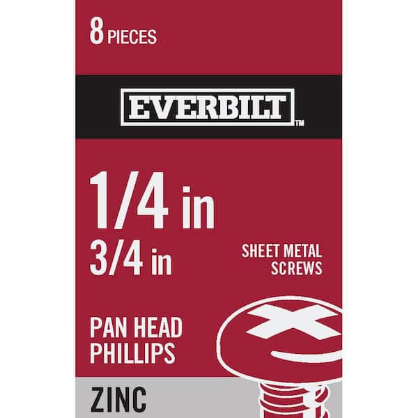 Everbilt #14 x 3/4 in. Zinc Plated Phillips Pan Head Sheet Metal Screw (8-Pack)