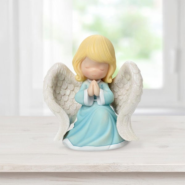 Precious Moments Tabletop Resin Angel Praying With Closed Eyes Music Box
