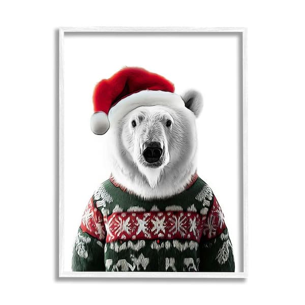 Stupell Industries Bear in Holiday Sweater by Annalisa Latella 1-Piece Framed Graphic Print Animal Poster Art Print 20 in. x 16 in.
