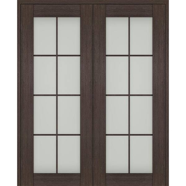 Belldinni Vona 72"x 84" Both Active 8-Lite Frosted Glass Veralinga Oak Wood Composite Double Prehung French Door