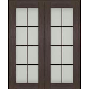 Vona 60"x 80" Both Active 8-Lite Frosted Glass Veralinga Oak Wood Composite Double Prehung French Door