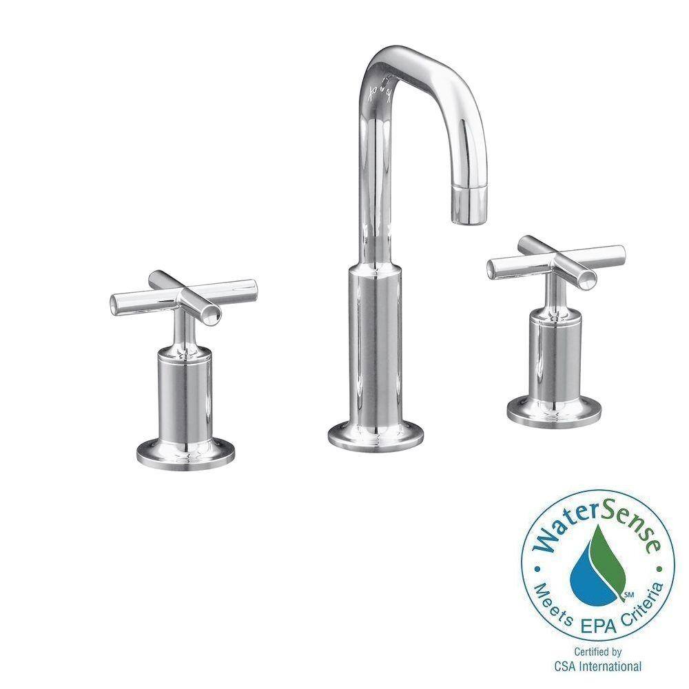 KOHLER Purist 8 in. Widespread 2-Handle Low-Arc Bathroom Faucet in ...