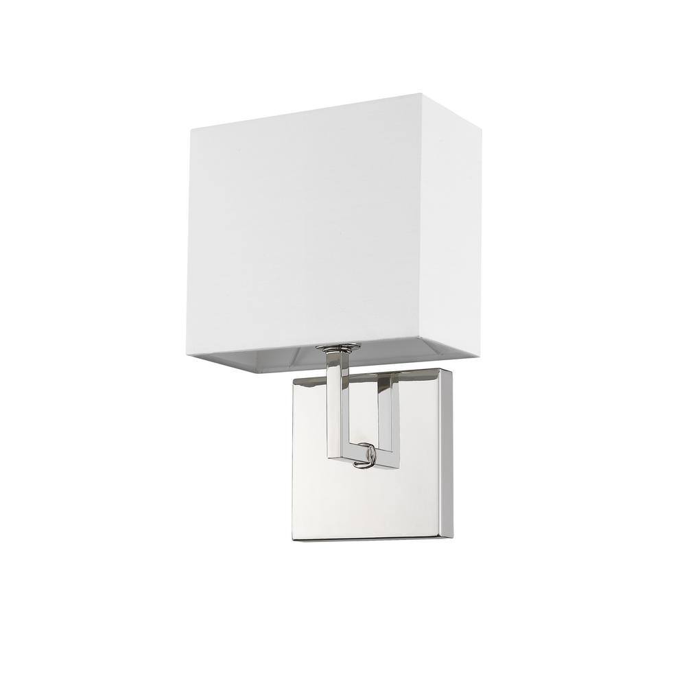 Polished Nickel 11.25" Dimmable Wall Sconce with White Shade