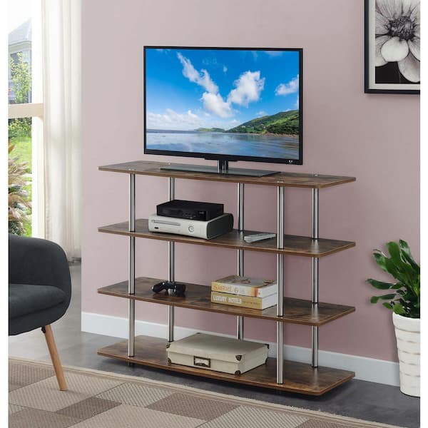 Convenience Concepts Designs2Go 47.25 in. Barnwood XL Highboy TV Stand fits TVs up to 55 in. with 4-Shelves