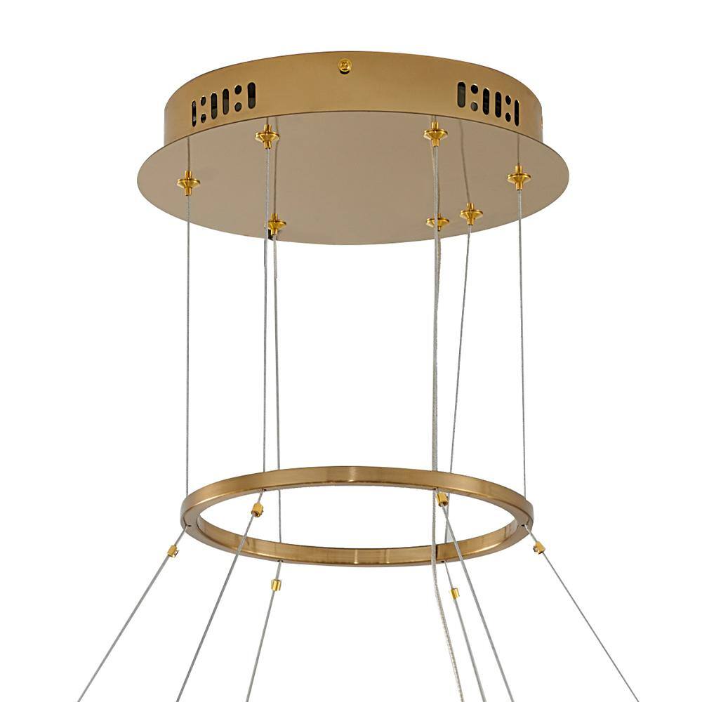 Bethel 32" Gold Metal LED Chandelier with Clear Crystal Accents