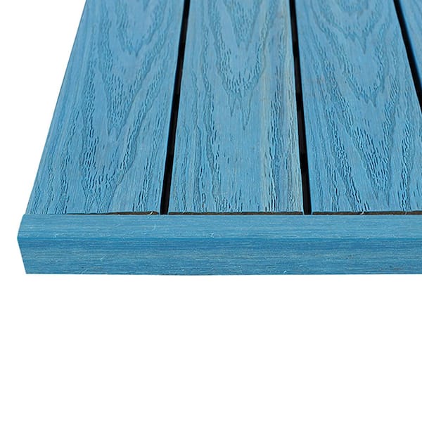 NewTechWood 1/12 ft. x 1 ft. Quick Deck Composite Deck Tile Straight Trim in Caribbean Blue (4-Pieces/Box)
