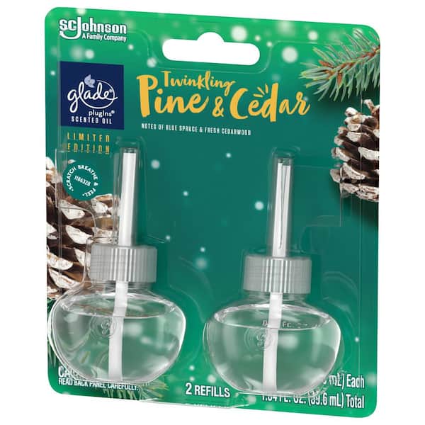 Glade Plug-in Scented Oil Twinkling Pine and Cedar (2 Refills) 0.67 oz.  Each 1.34 oz. Tota 363957 - The Home Depot