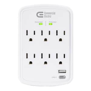 6-Outlet Surge Protector Wall Mounted in White