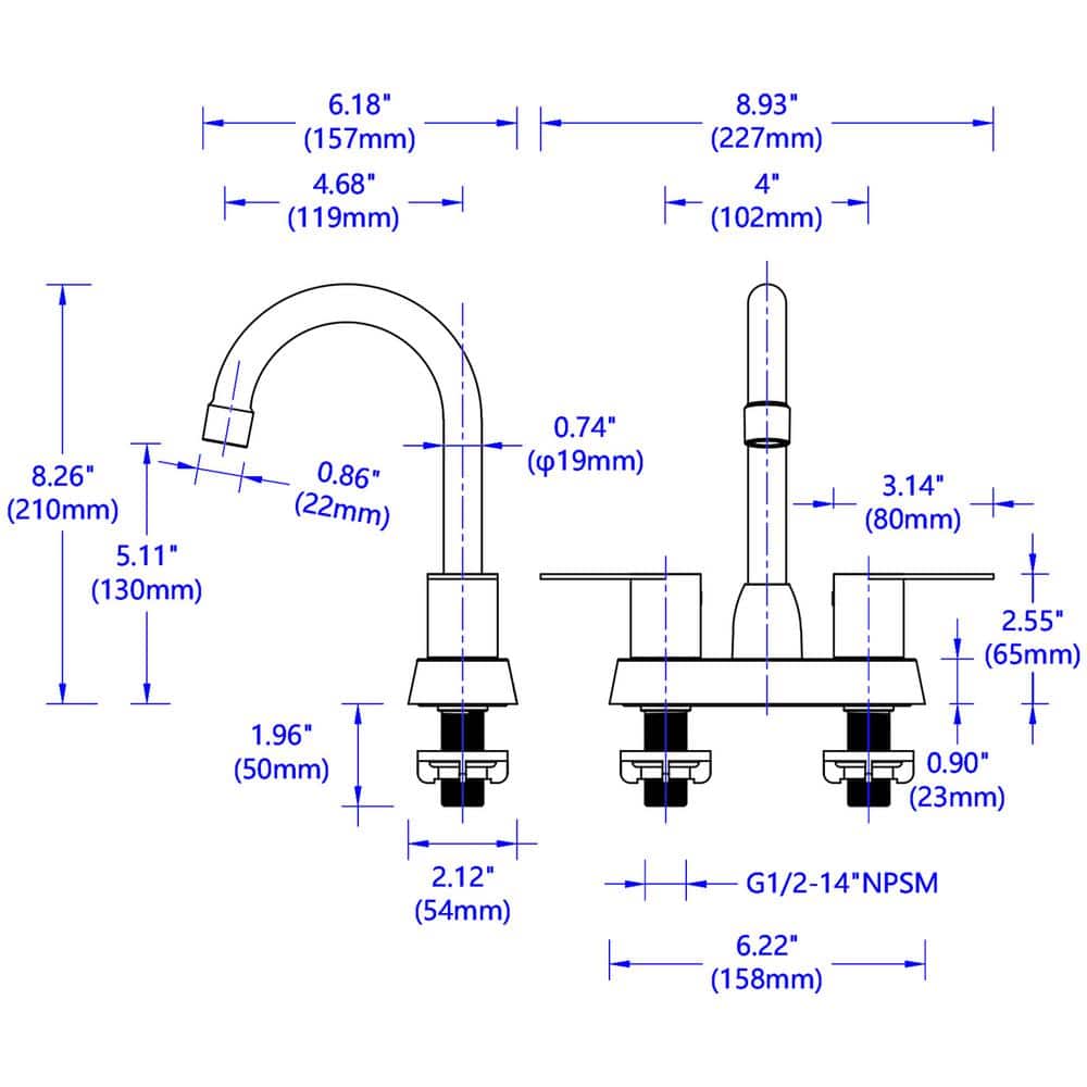 Brushed Nickel High Arc Double Handle Bathroom Faucet