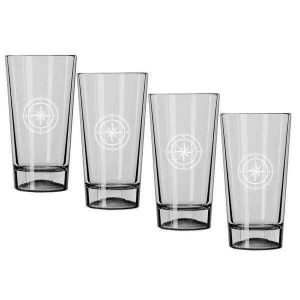 Kraftware Kasualware Compass Point 16 oz. Pint Glass (Set of 4)