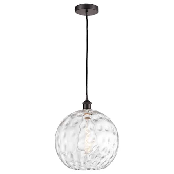 Athens Water Glass 60-Watt 1-Light Oil Rubbed Bronze Standard Mini Pendant Light with Clear Glass Shade