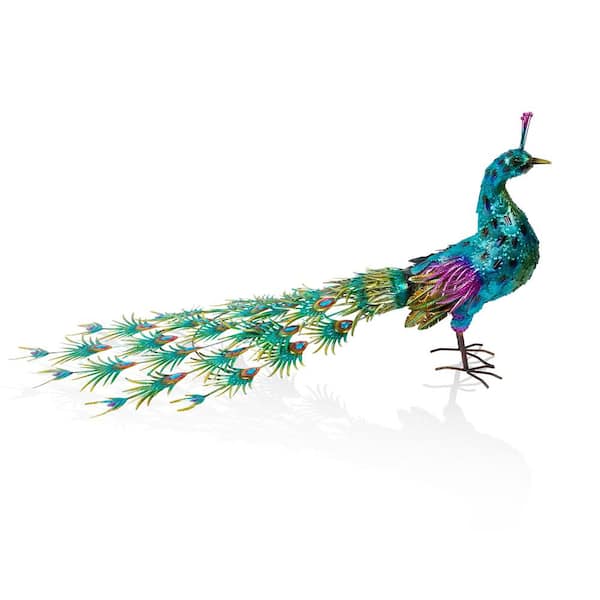 Alpine Corporation Jumbo Size Blue Majestic Peacock Decor
