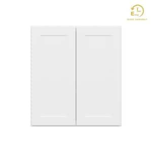 Easy-DIY 27 in. W x 12 in. D x 30 in. H Ready to Assemble Wall Kitchen Cabinet in Shaker White 2-Doors 2-Shelves