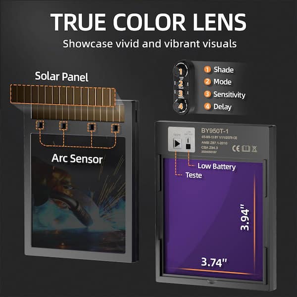 Auto Darkening Welding Helmet with Light, 4-Arc Sensor