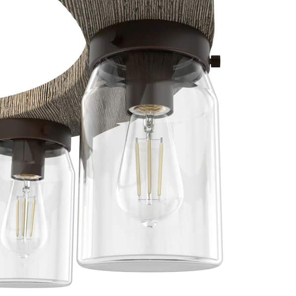 Hunter - Devon Park 6 Light Onyx Bengal Circular Chandelier with Clear Glass Shades Kitchen Light