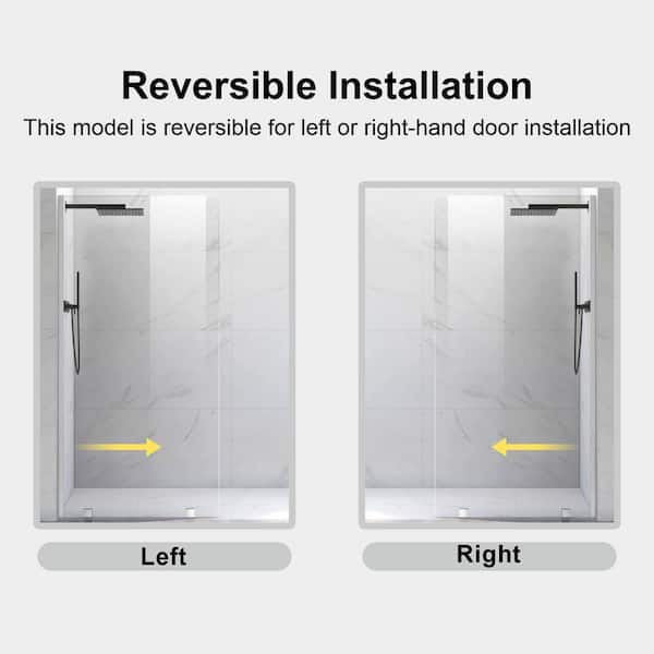 UKH07B 29-1/2 in. W x 80 in. H U-Channel Frameless Fixed Shower Door Panel in Brushed Nickel, 3/8 in. Clear Glass