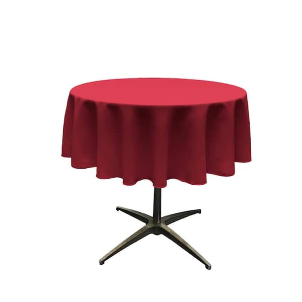 LA Linen 58 in. Round Cranberry Polyester Poplin Tablecloth