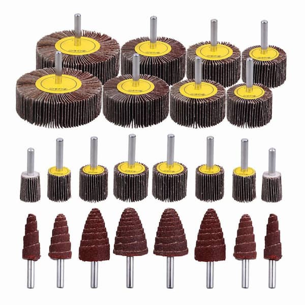 24-Pieces Flap Wheel Sander Set 80 Grit Aluminum Oxide Sanding Wheels 1/4 in. Shank for Drill Die Grinder Rust Removal