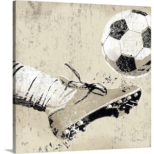 16 in. x 16 in. "Vintage Soccer Strike" by Peter Horjus Canvas Wall Art