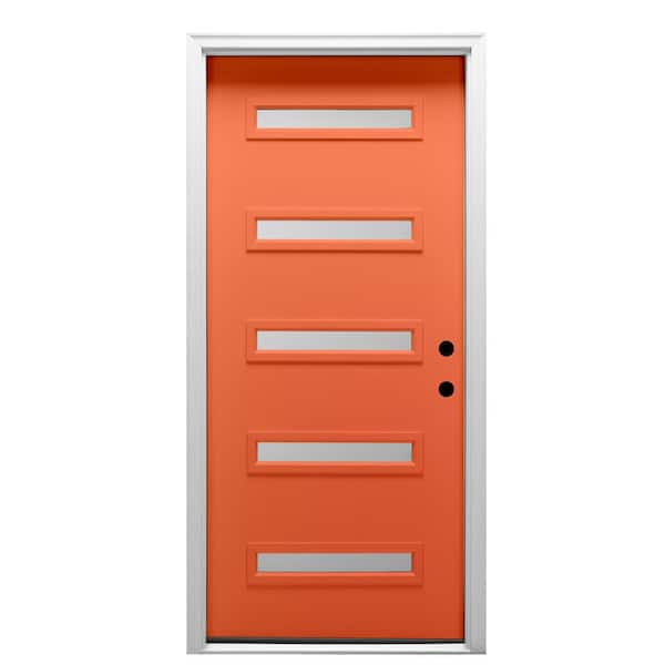MMI Door 32 in. x 80 in. Davina Left-Hand Inswing 5-Lite Frosted Painted Fiberglass Smooth Prehung Front Door on 6-9/16 in. Frame