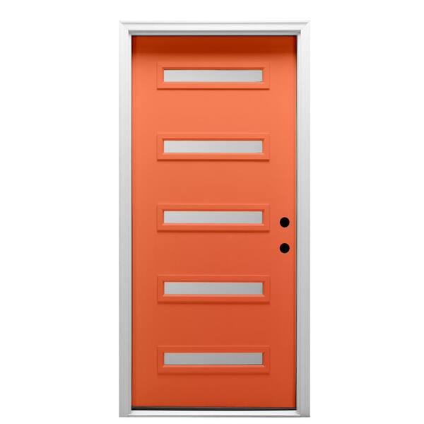 MMI Door 36 in. x 80 in. Davina Left-Hand Inswing 5-Lite Frosted Painted Fiberglass Smooth Prehung Front Door on 6-9/16 in. Frame