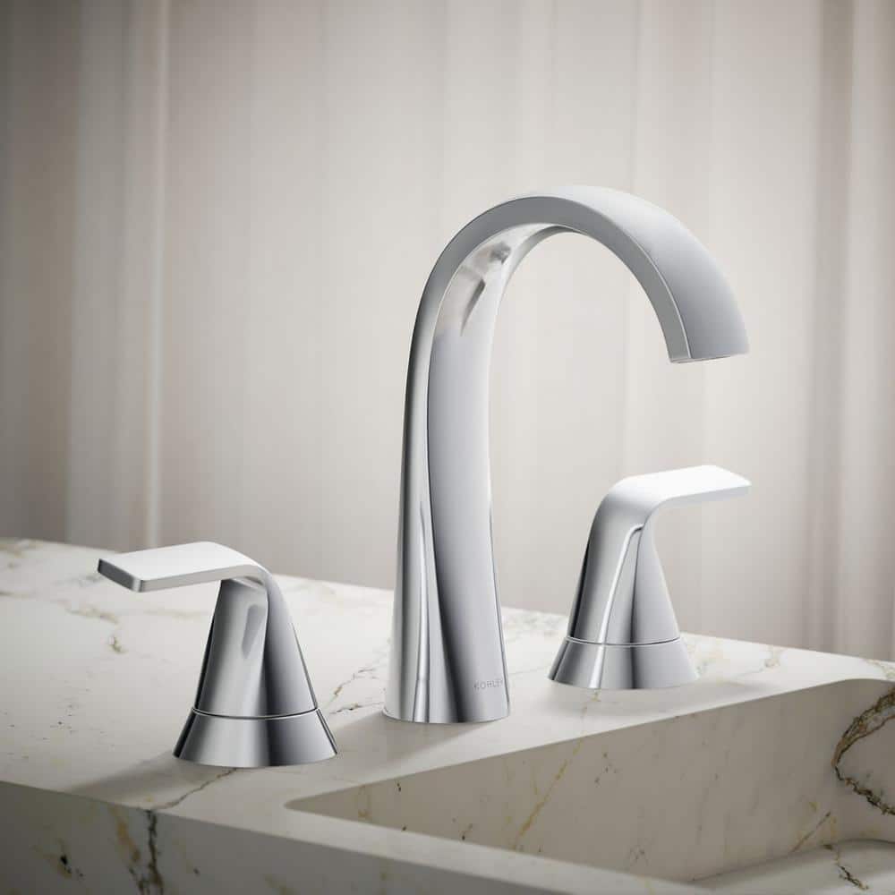 Polished Chrome 8 in. Widespread Double Handle Bathroom Faucet