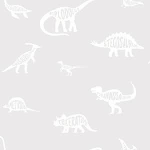 Dinosaur Dictionary Grey Non-Pasted Wallpaper (Covers 56 sq. ft.)