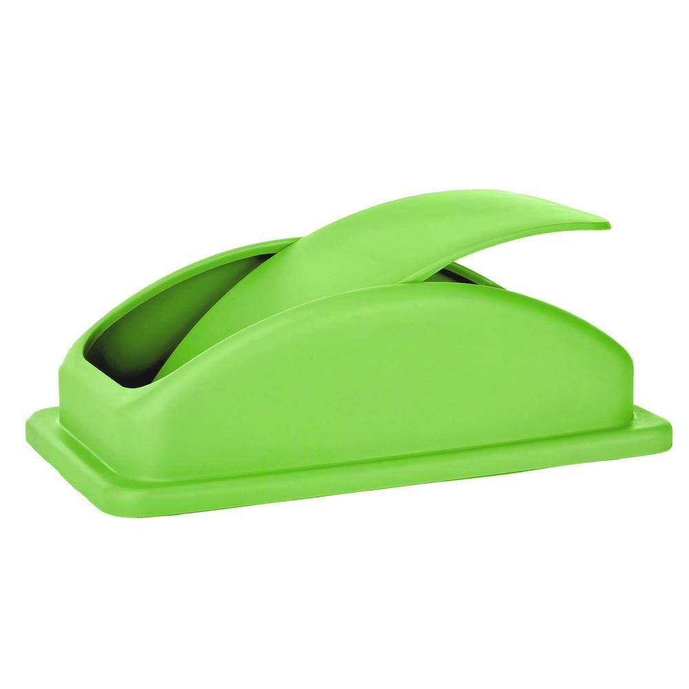 Lime Green Polypropylene Slim Trash Can with Swing Lid 27.7 Gal