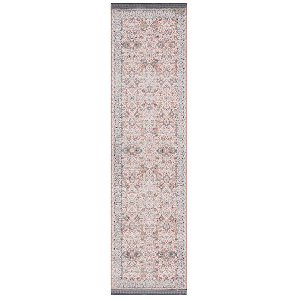 Vivaldi 2 ft. x 8 ft. Navy/Rust Distressed Border Runner Rug