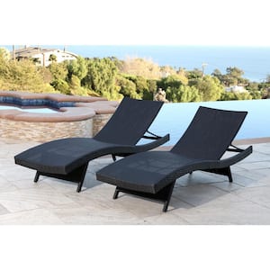 Everly Black 2-Piece Wicker Outdoor Chaise Lounge