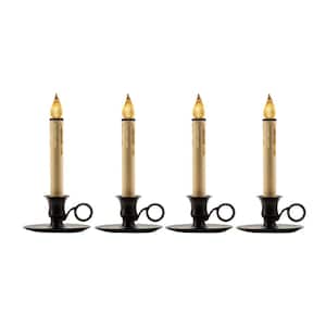 9 in. Battery Operated LED Christmas Window Candles Black Base with Sensor (Set of 4)