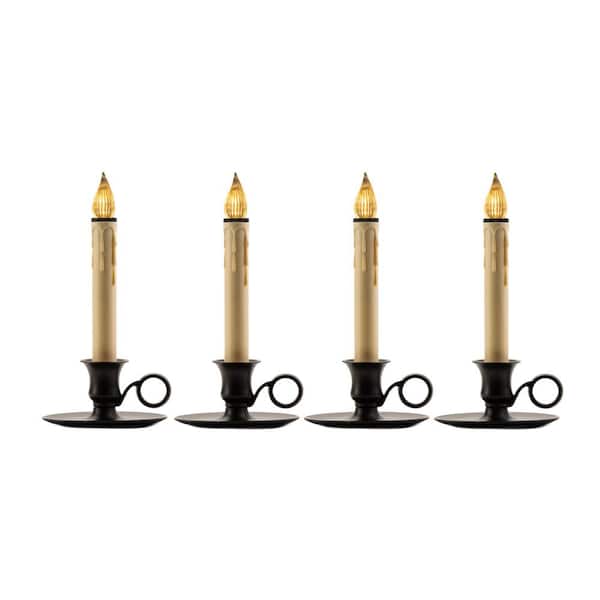 Unbranded 9 in. Battery Operated LED Christmas Window Candles Black Base with Sensor (Set of 4)
