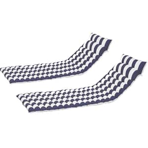 72.83 in.L x 23.62 in.W x 2.36 in.H 2-Pieces Set Outdoor Patio Lounge Chair Blue and White Stripes Cushion